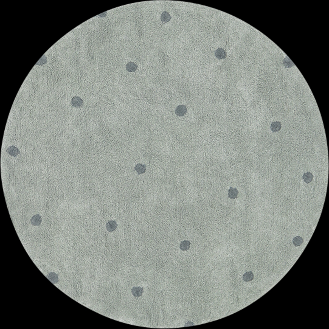 Kids Blue 4'7 Round Dot Maching Washable Rug - Thumbnail - Image 1