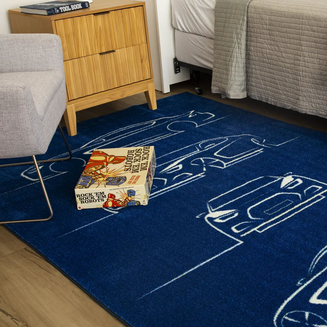 Kids Blueprint Auto Blue 3' x 5' Rug - Image 8