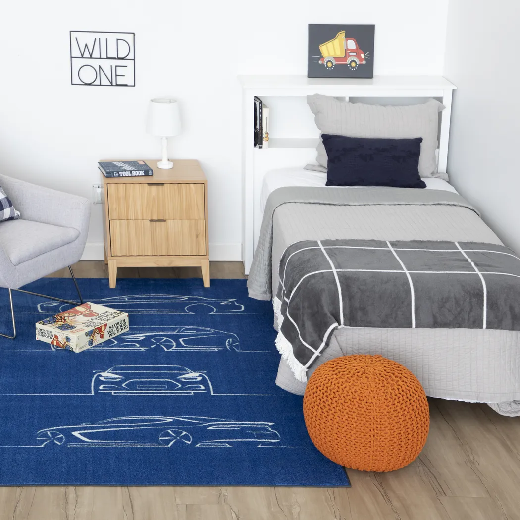 Kids Blueprint Auto Blue 3' x 5' Rug - Image 9