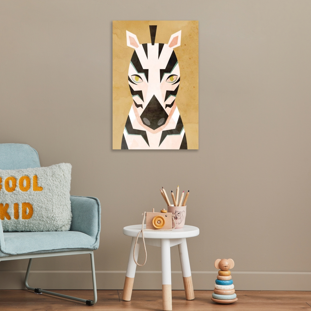 Kids Bold Vibrant Zebra White Wall Art - Thumbnail - Image 3