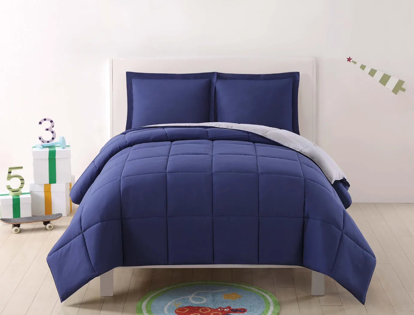 Kids Boyette Navy/Gray Full/Queen Comforter Set - Thumbnail - Image 1