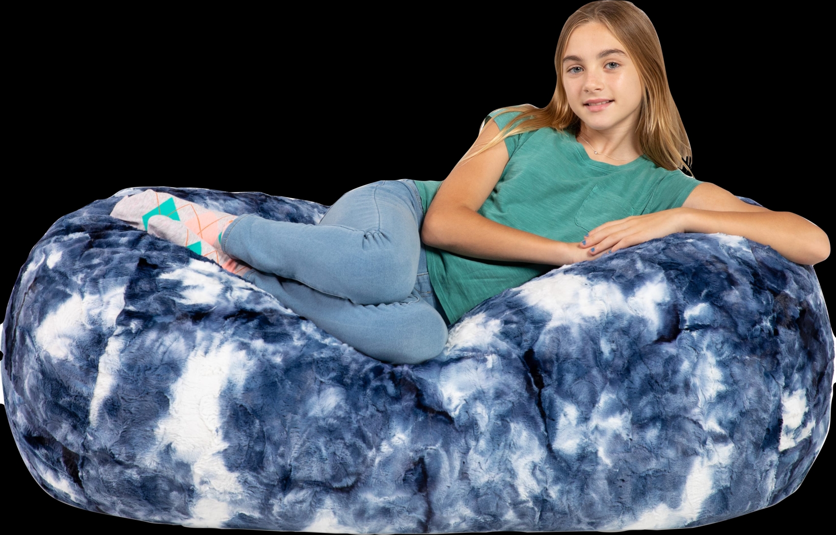 Kids Breun Blue White Bean Bag Lounger - Thumbnail - Image 3
