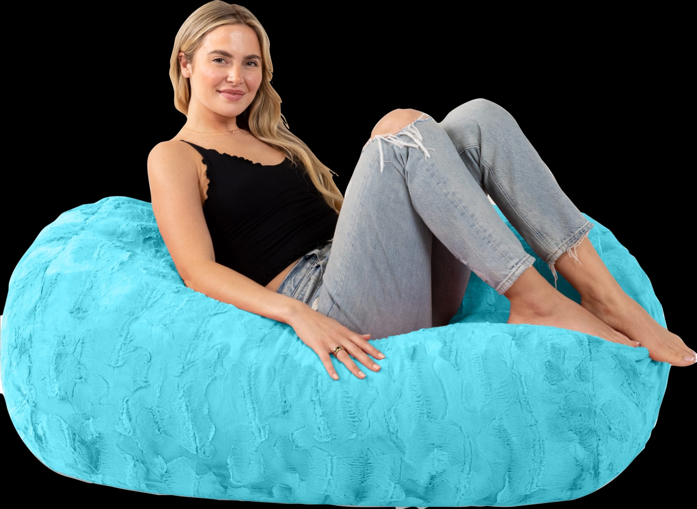 Kids Breun Turquoise Bean Bag Lounger - Thumbnail - Image 3