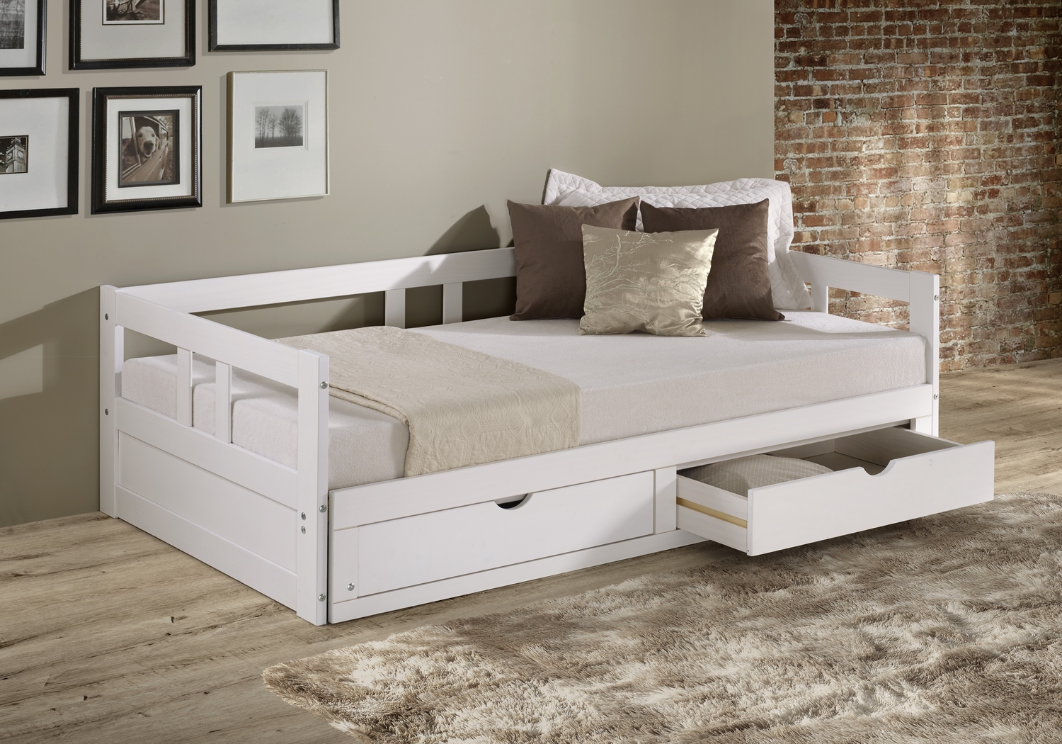 Kids Brigan White Twin Extending Day Bed - Thumbnail - Image 3