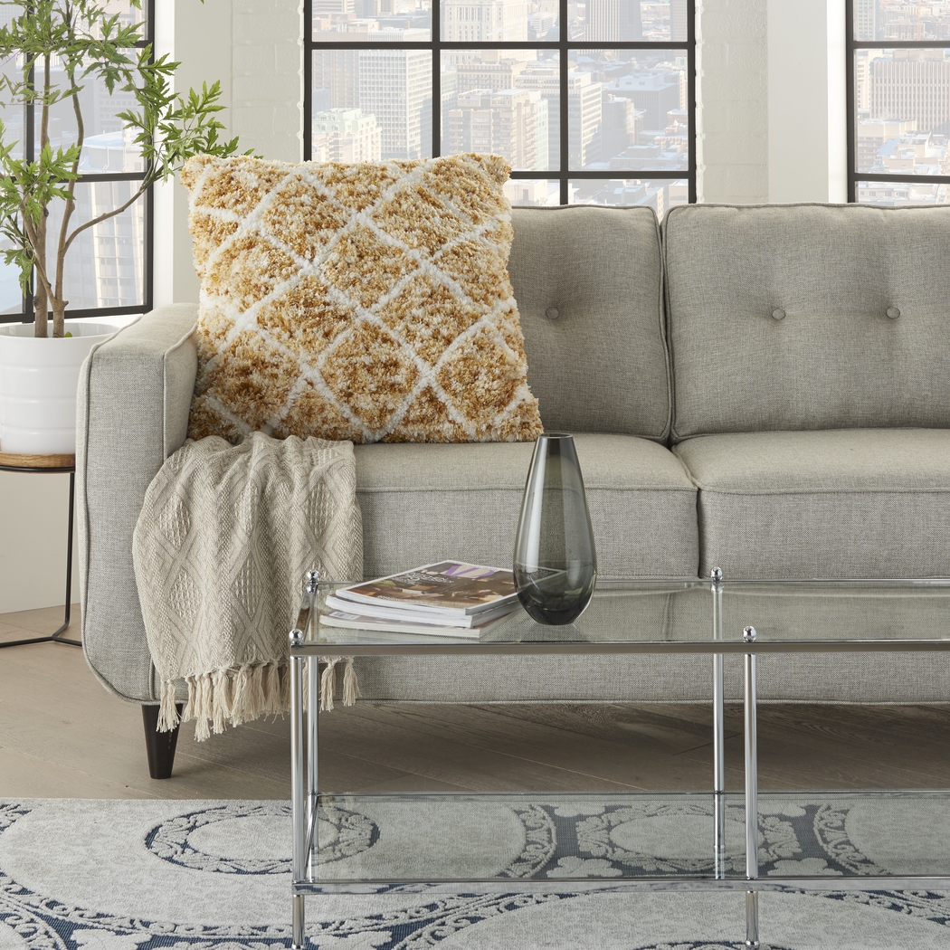 Kids Bright Lattice Mustard Accent Pillow - Thumbnail - Image 3