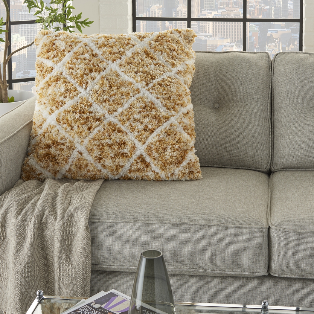 Kids Bright Lattice Mustard Accent Pillow - Thumbnail - Image 4