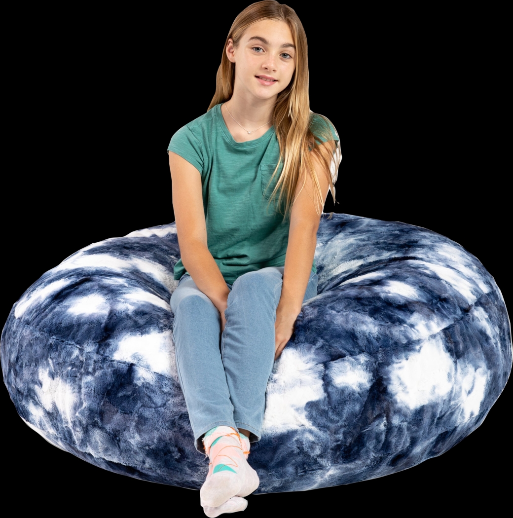 Kids Brogton Blue White Bean Bag Chair - Thumbnail - Image 5