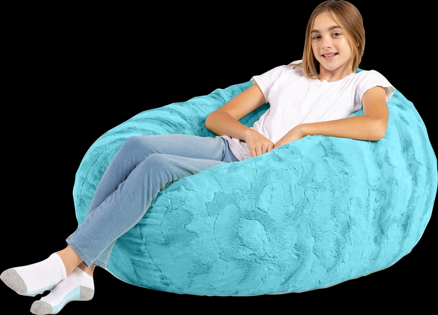 Kids Brogton Turquoise Bean Bag Chair - Thumbnail - Image 4
