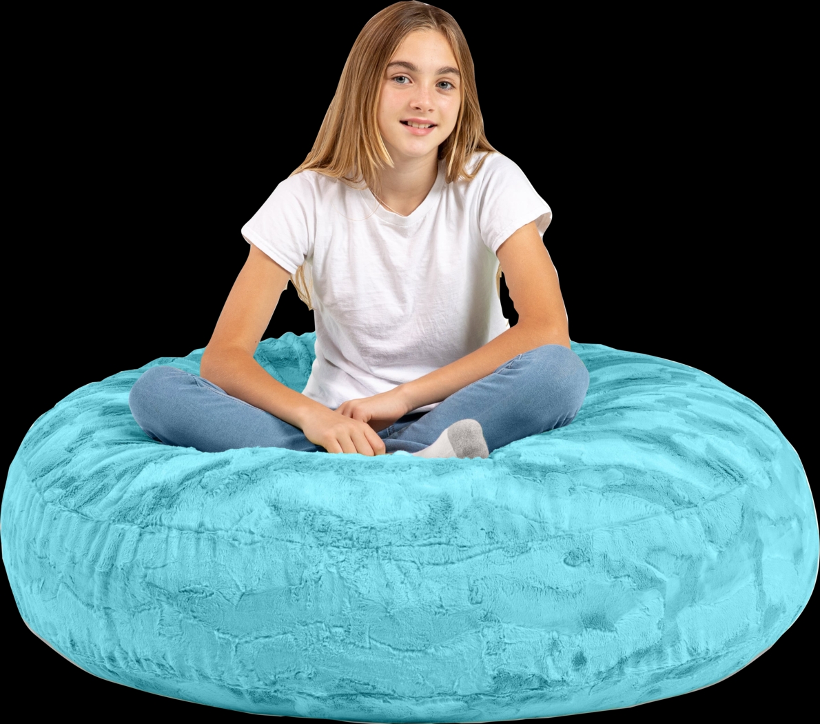 Kids Brogton Turquoise Bean Bag Chair - Thumbnail - Image 5