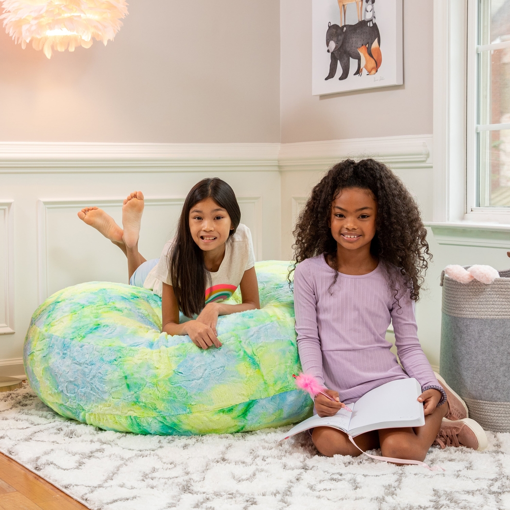 Kids Brogton Yellow Green Bean Bag Chair - Thumbnail - Image 3