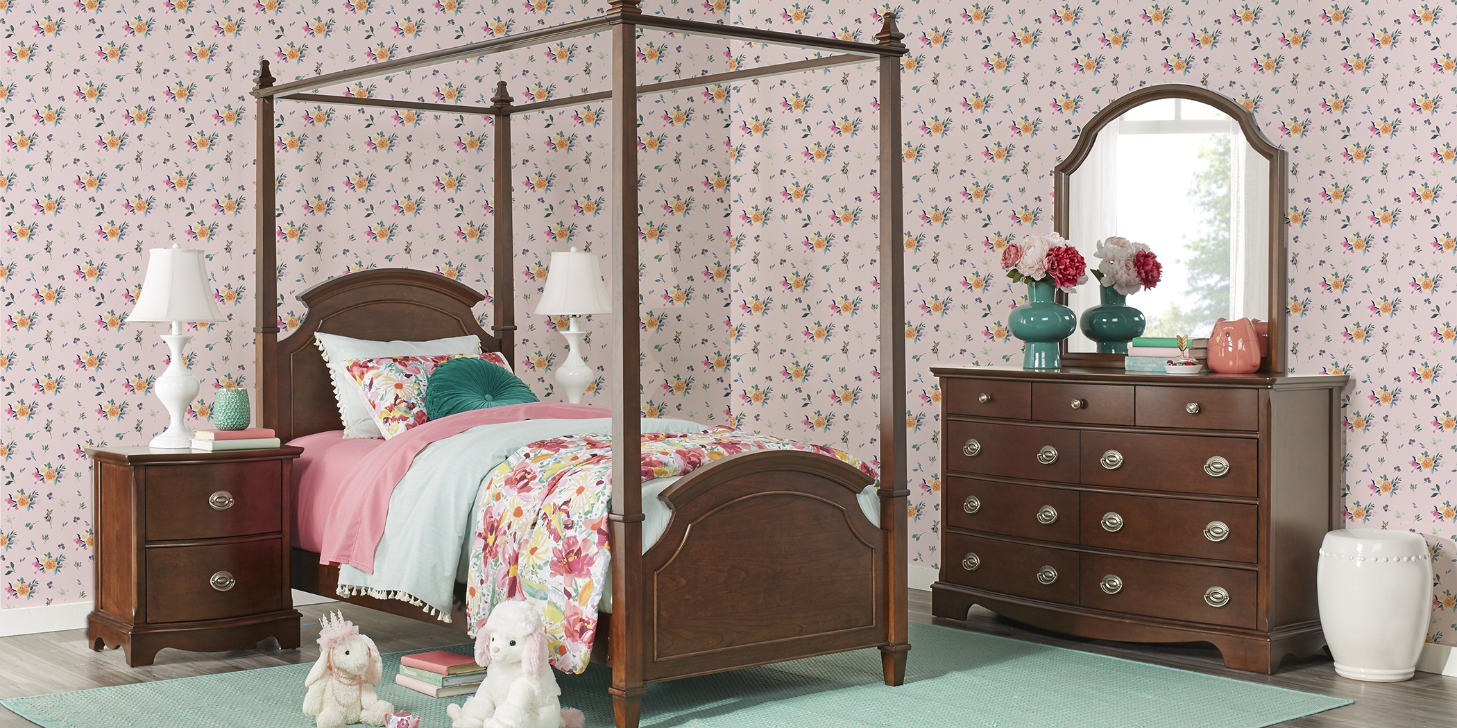 Kids Brooklyn Lane Cherry 6 Pc Twin Canopy Bedroom - Thumbnail - Image 2