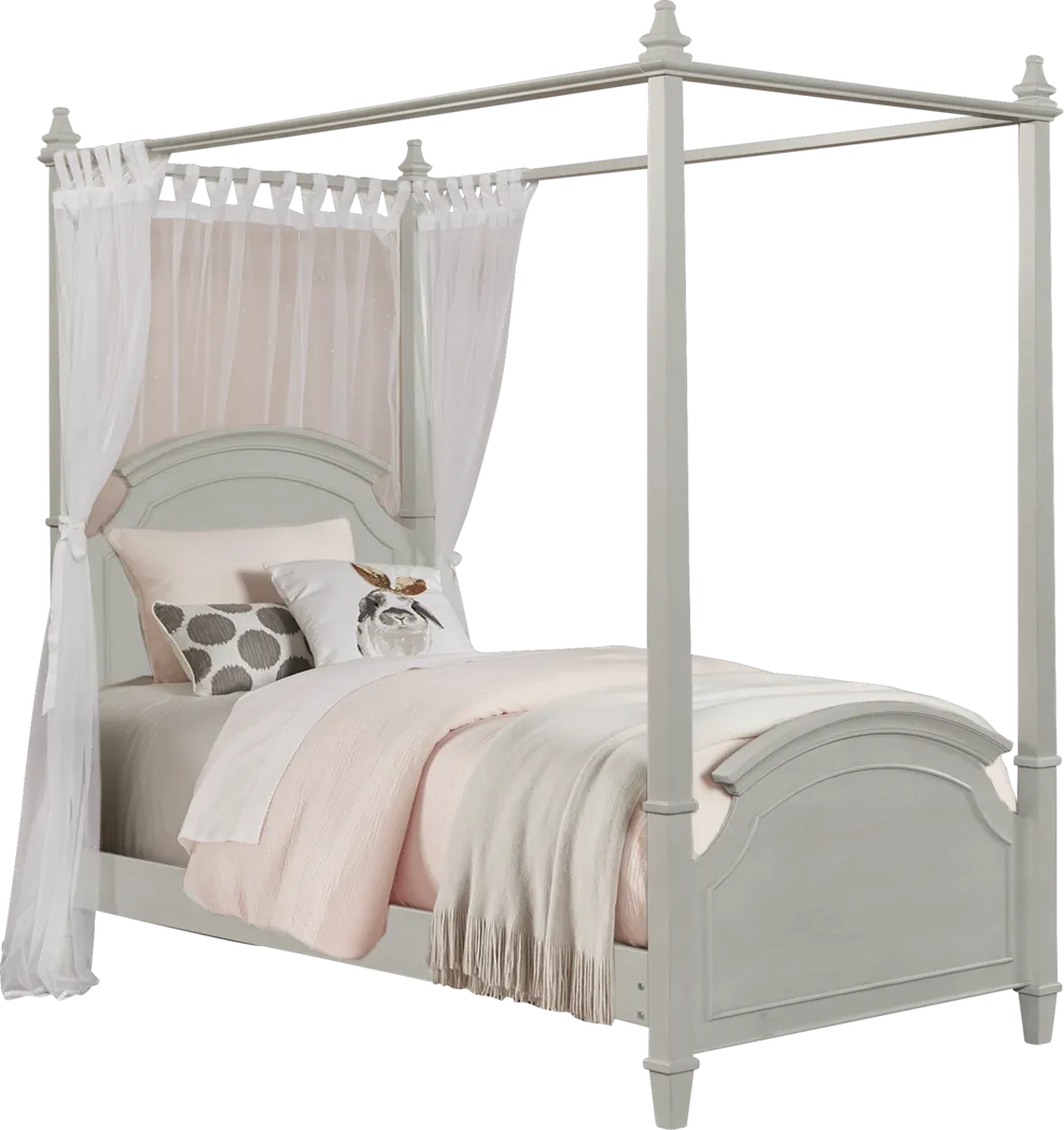 Kids Brooklyn Lane Gray 4 Pc Twin Canopy Bed - Thumbnail - Image 1