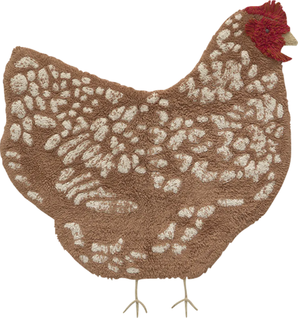 Kids Brown 3'3 x 3'7 Chicken Rug - Thumbnail - Image 1