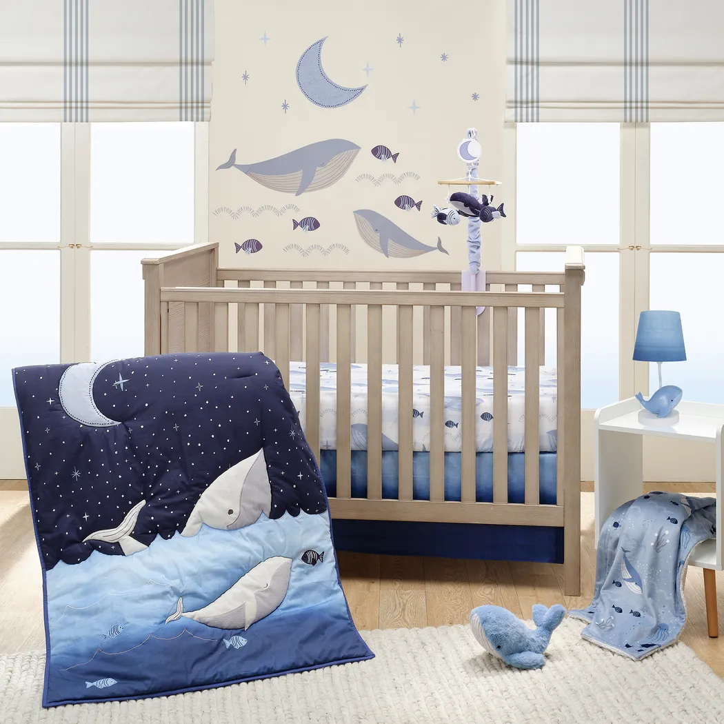 Kids Bubbles and Squirt Blue Baby Bedding Set - Image 1