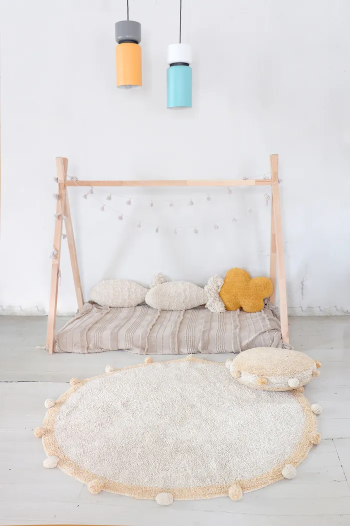 Kids Bubbly Natural/Honey 4' Machine Washable Round Rug - Thumbnail - Image 2