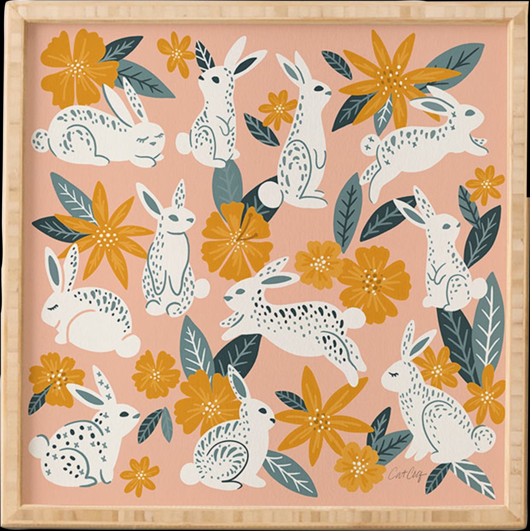 Kids Bunnies Bloom Pink Framed Wall Art - Thumbnail - Image 1