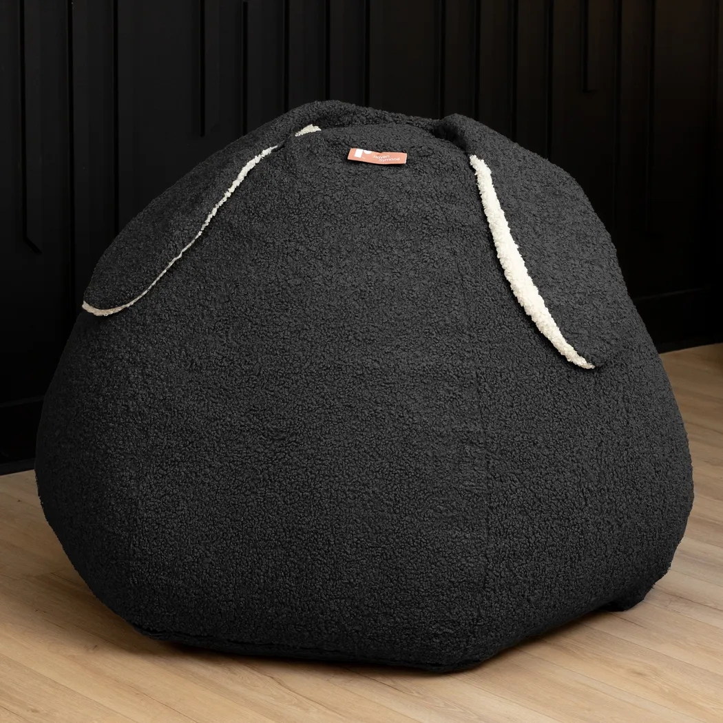 Kids Bunny Black Bean Bag Chair - Thumbnail - Image 2