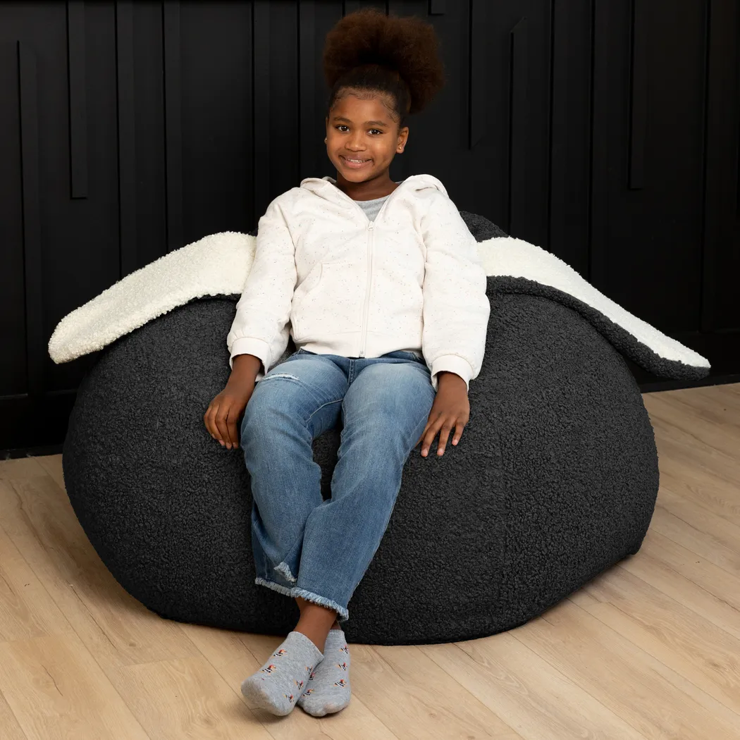 Kids Bunny Black Bean Bag Chair - Thumbnail - Image 4