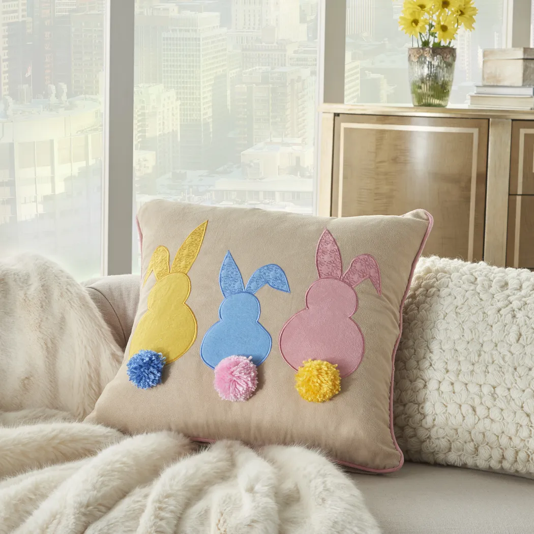 Kids Bunny Burrow Beige Accent Pillow - Thumbnail - Image 4