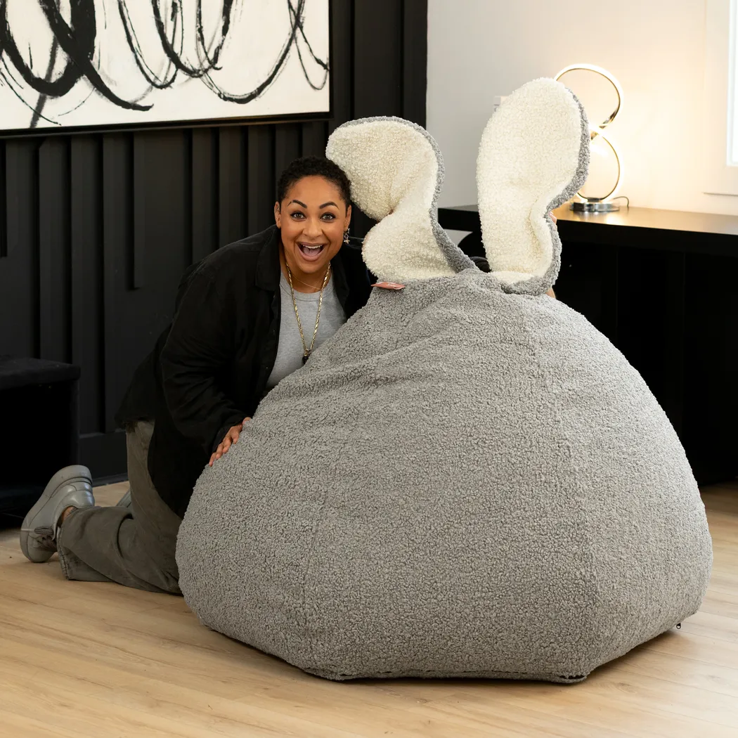 Kids Bunny Gray Bean Bag Chair - Thumbnail - Image 4