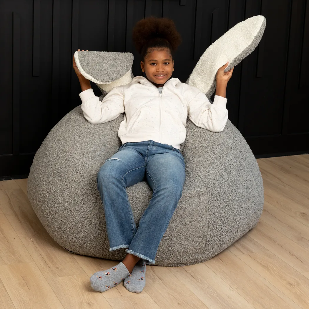 Kids Bunny Gray Bean Bag Chair - Thumbnail - Image 5