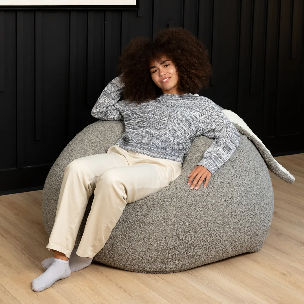 Kids Bunny Gray Bean Bag Chair - Thumbnail - Image 6