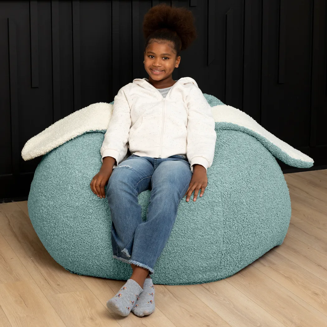Kids Bunny Green Bean Bag Chair - Thumbnail - Image 4