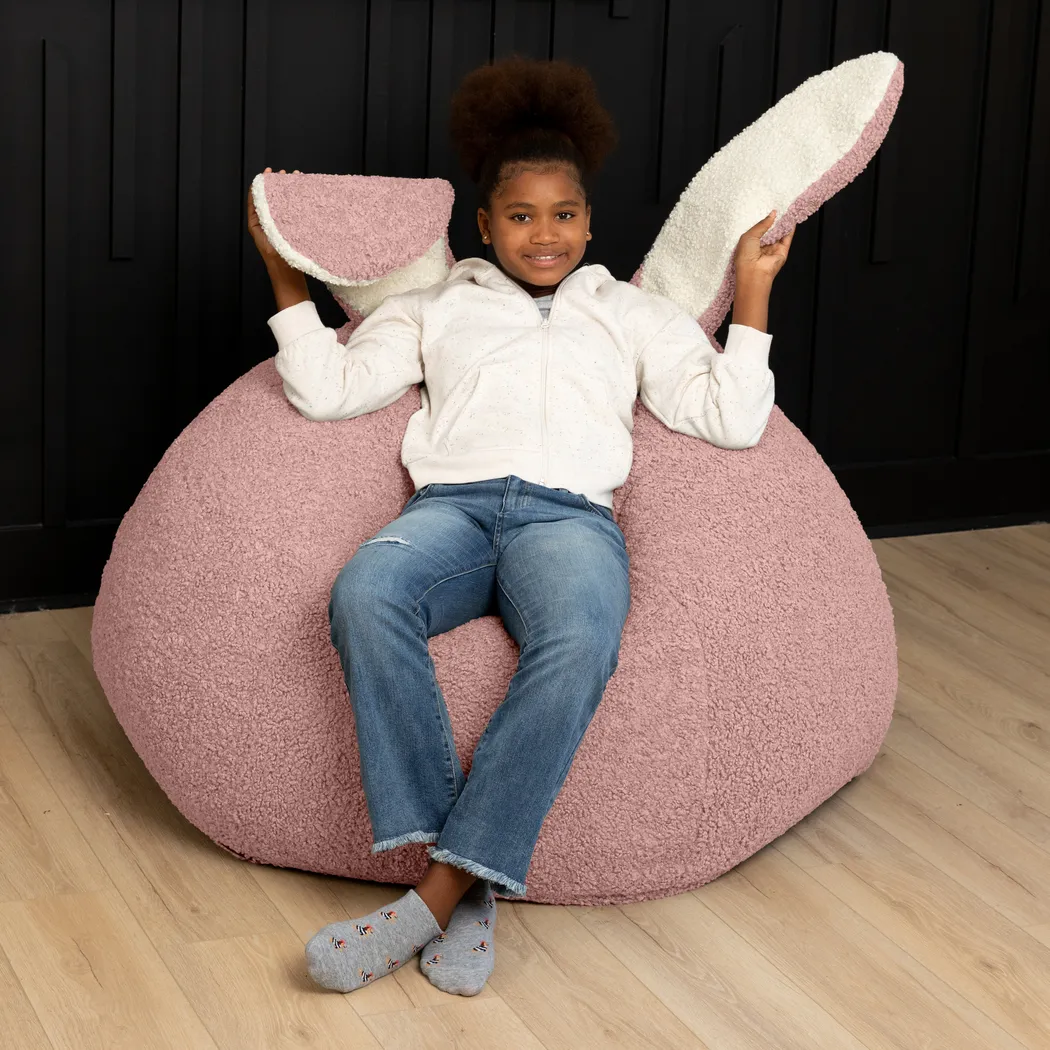 Kids Bunny Pink Bean Bag Chair - Thumbnail - Image 4