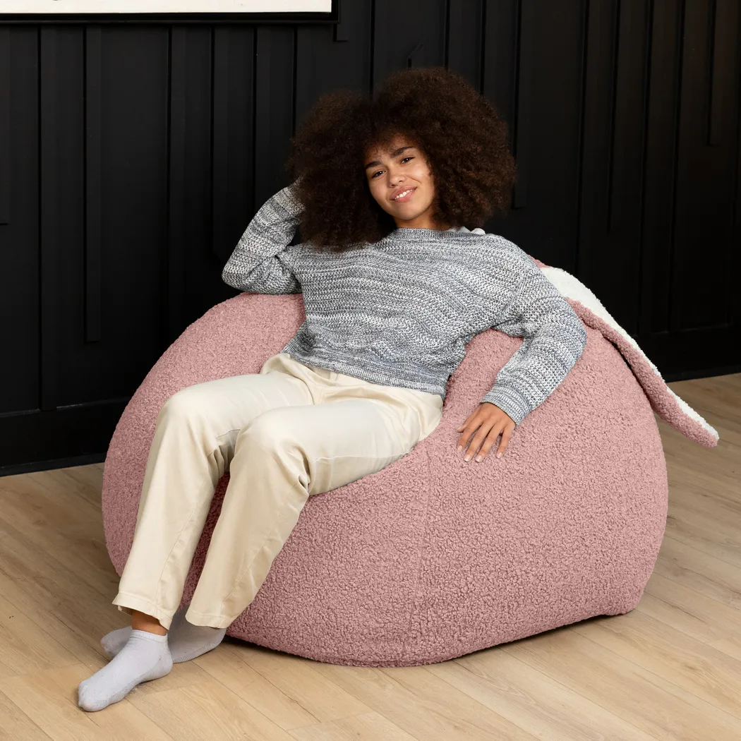 Kids Bunny Pink Bean Bag Chair - Thumbnail - Image 5