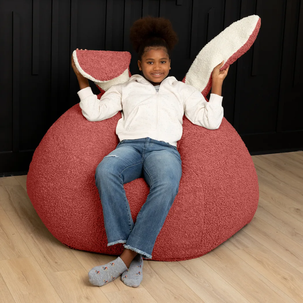 Kids Bunny Red Bean Bag Chair - Thumbnail - Image 5
