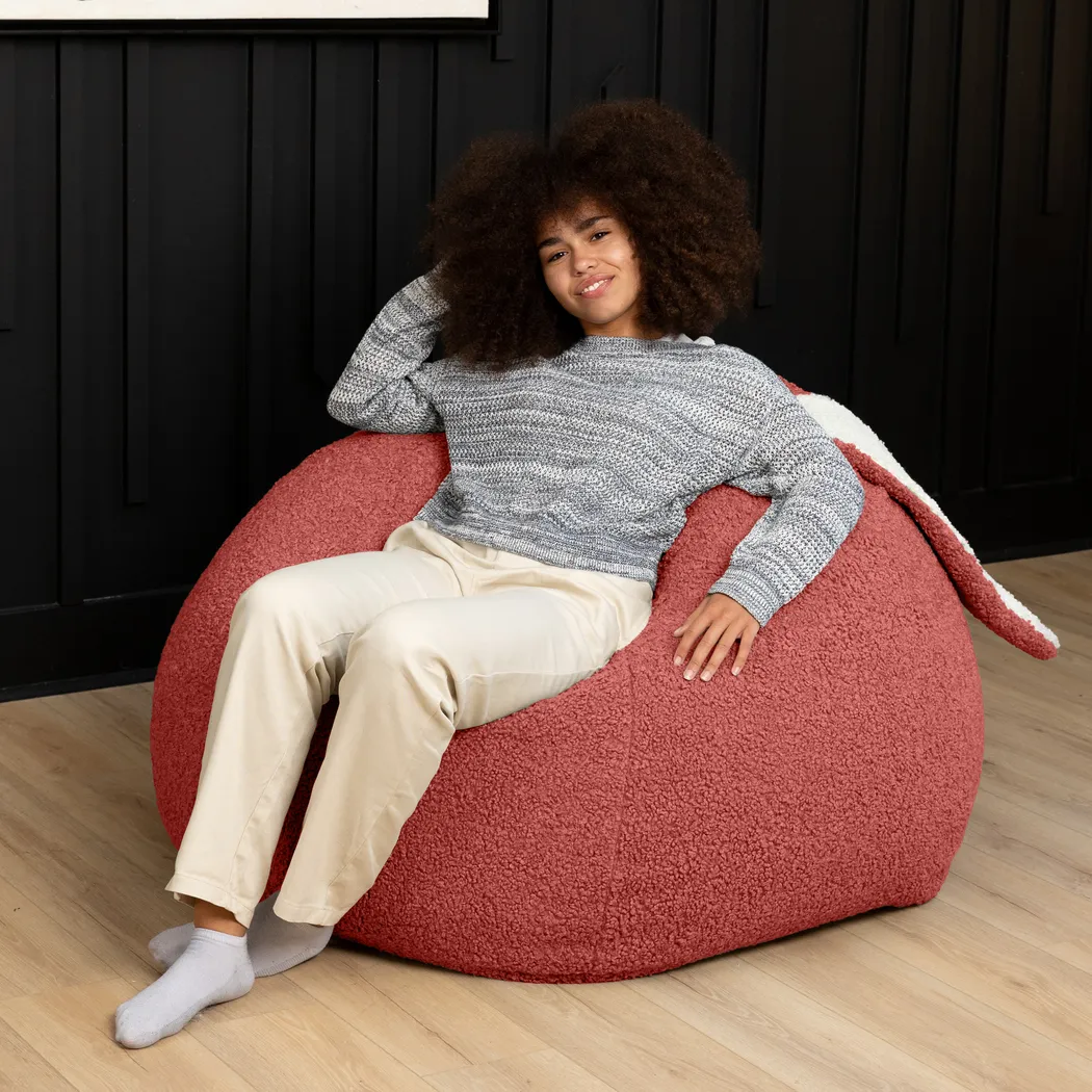 Kids Bunny Red Bean Bag Chair - Thumbnail - Image 6