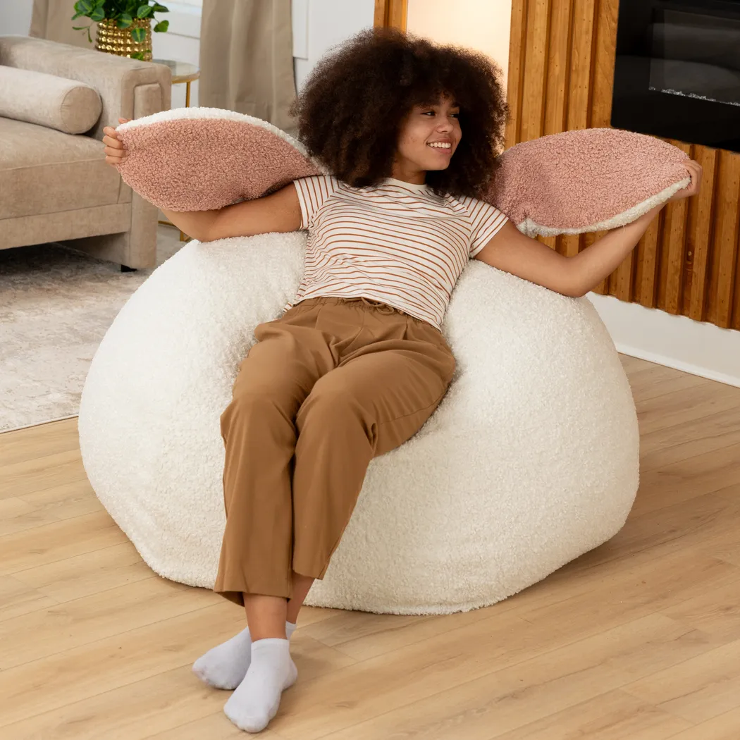 Kids Bunny White Bean Bag Chair - Thumbnail - Image 4