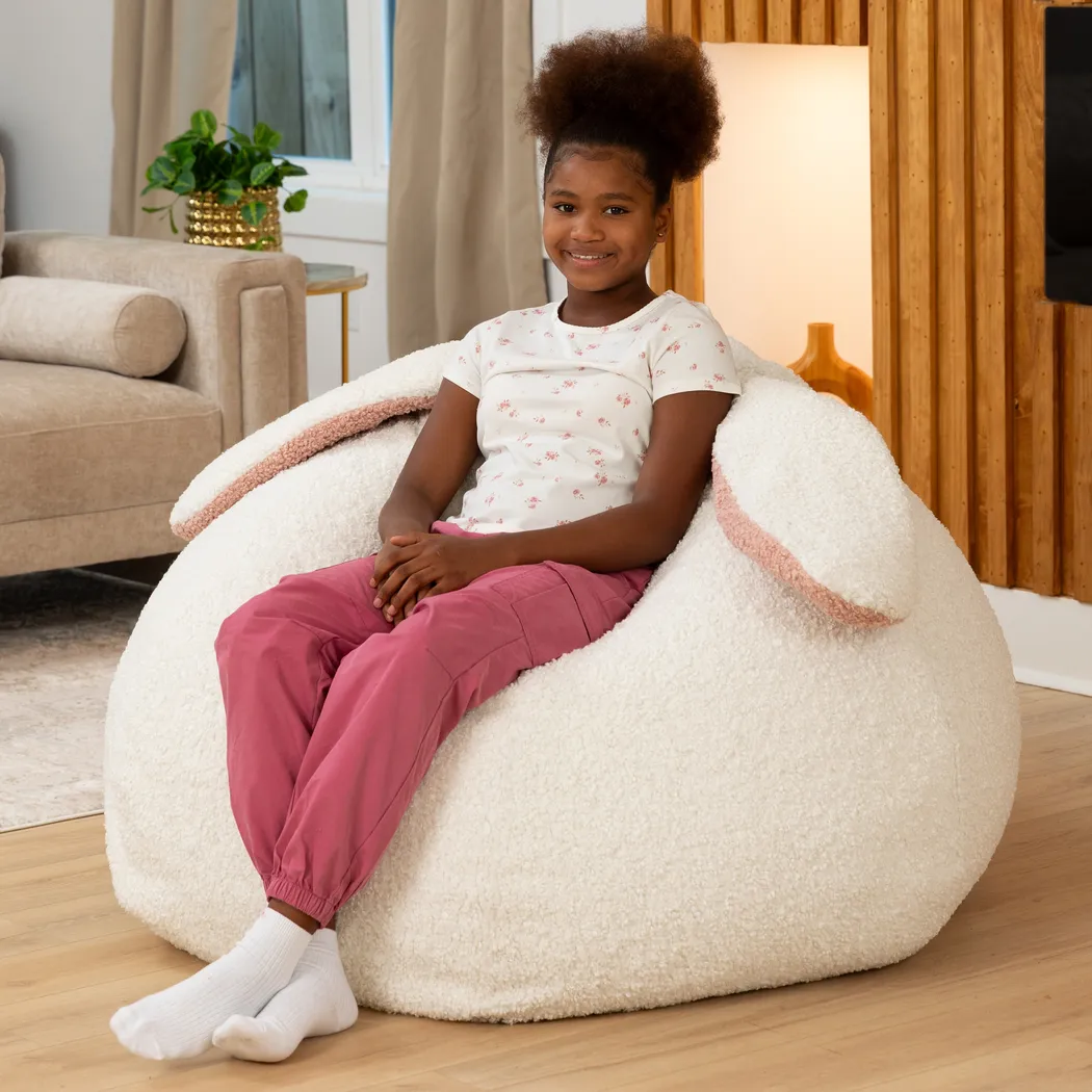 Kids Bunny White Bean Bag Chair - Thumbnail - Image 5