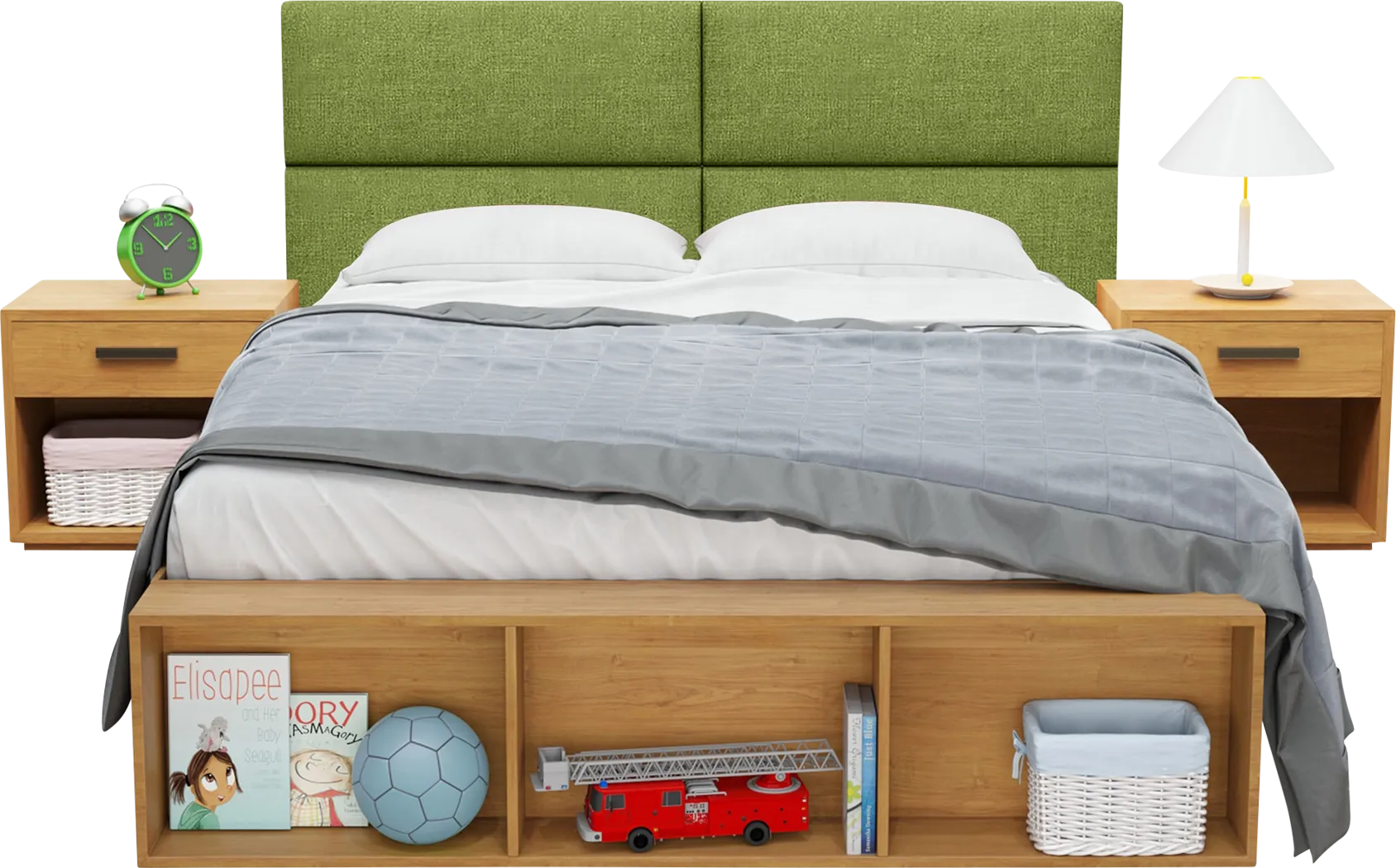 Kids Burkett Green Twin Headboard Panel, Set of 4 - Thumbnail - Image 4