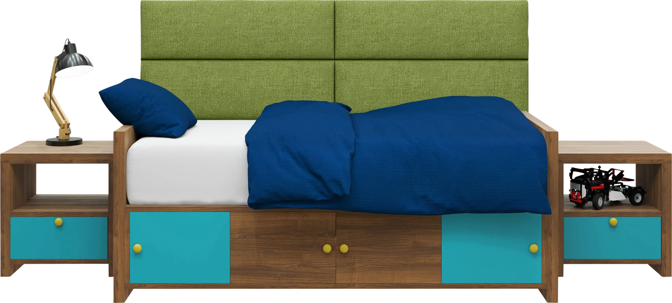 Kids Burkett Green Twin Headboard Panel, Set of 4 - Thumbnail - Image 1