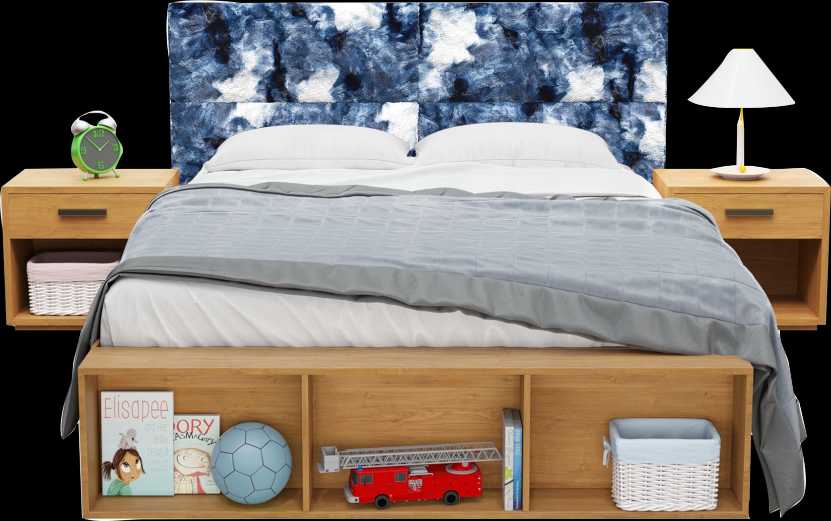 Kids Burkett II Blue White Full/Queen Faux Fur Headboard Panel, Set of 4 - Thumbnail - Image 1