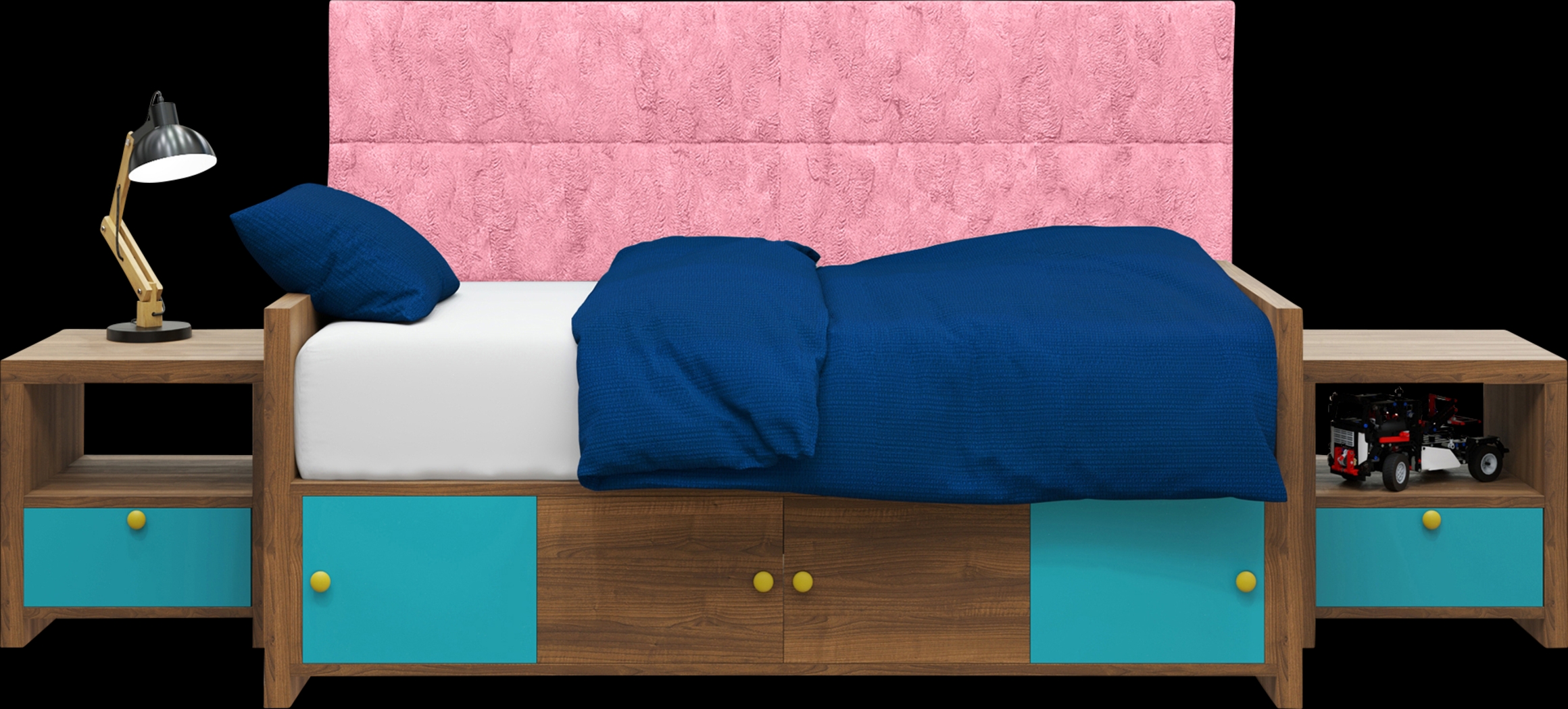 Kids Burkett II Pink Faux Fur Full/Queen Headboard Panel, Set of 4 - Thumbnail - Image 3