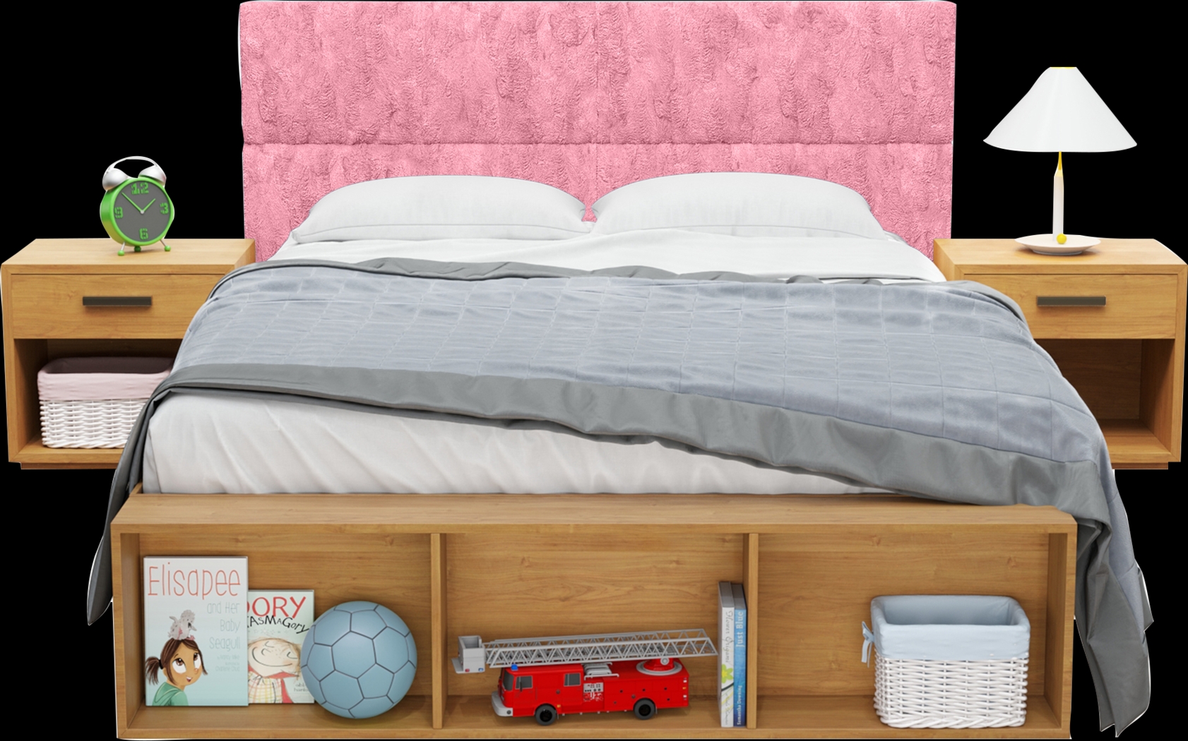 Kids Burkett II Pink Faux Fur Full/Queen Headboard Panel, Set of 4 - Thumbnail - Image 1