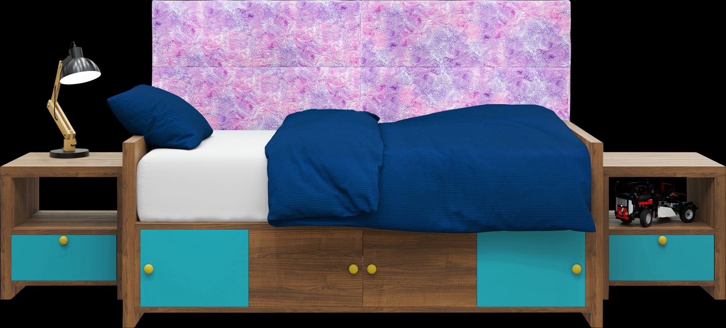 Kids Burkett II Pink Purple Faux Fur Full/Queen Headboard Panel, Set of 4 - Thumbnail - Image 3