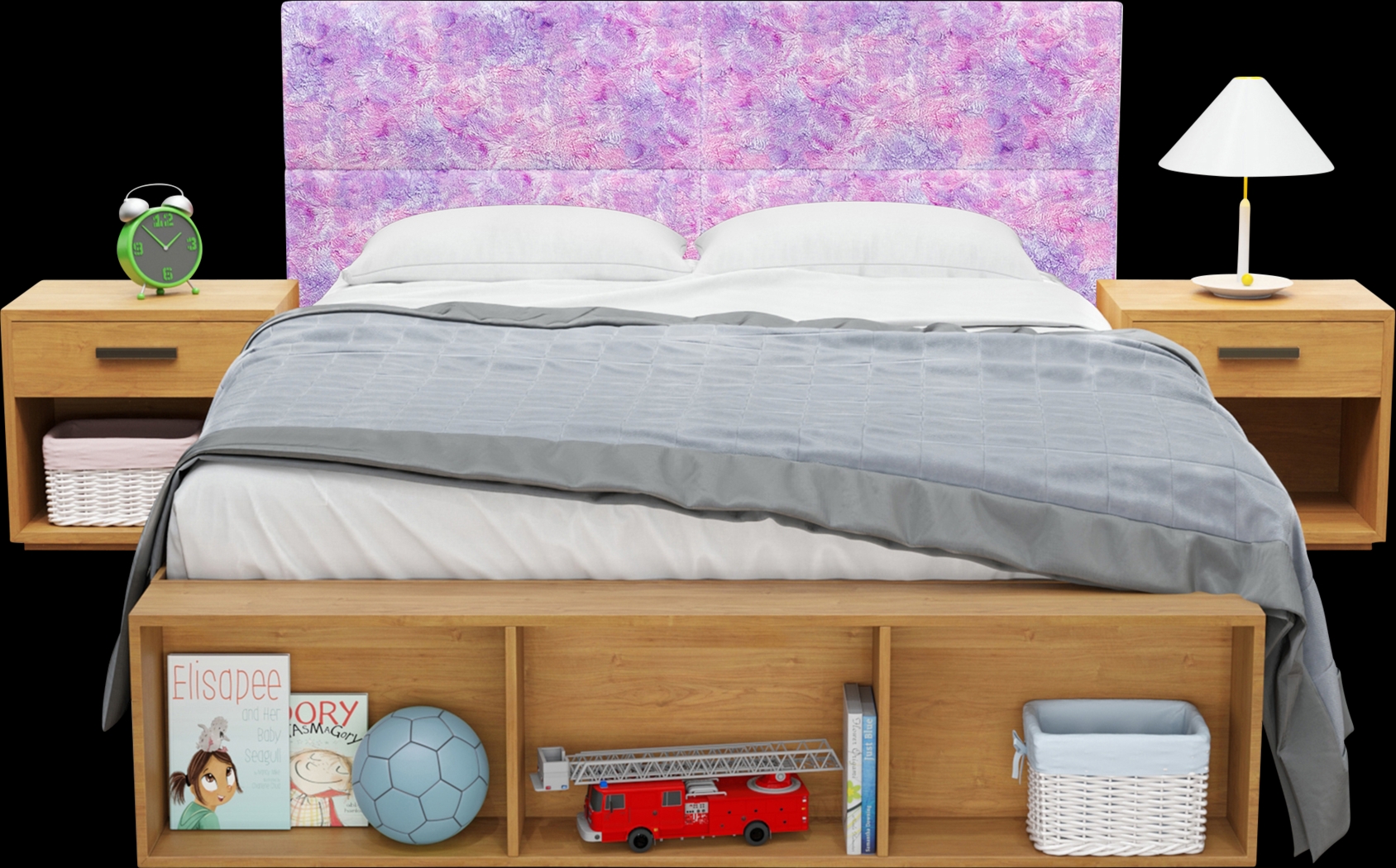 Kids Burkett II Pink Purple Faux Fur Full/Queen Headboard Panel, Set of 4 - Thumbnail - Image 1