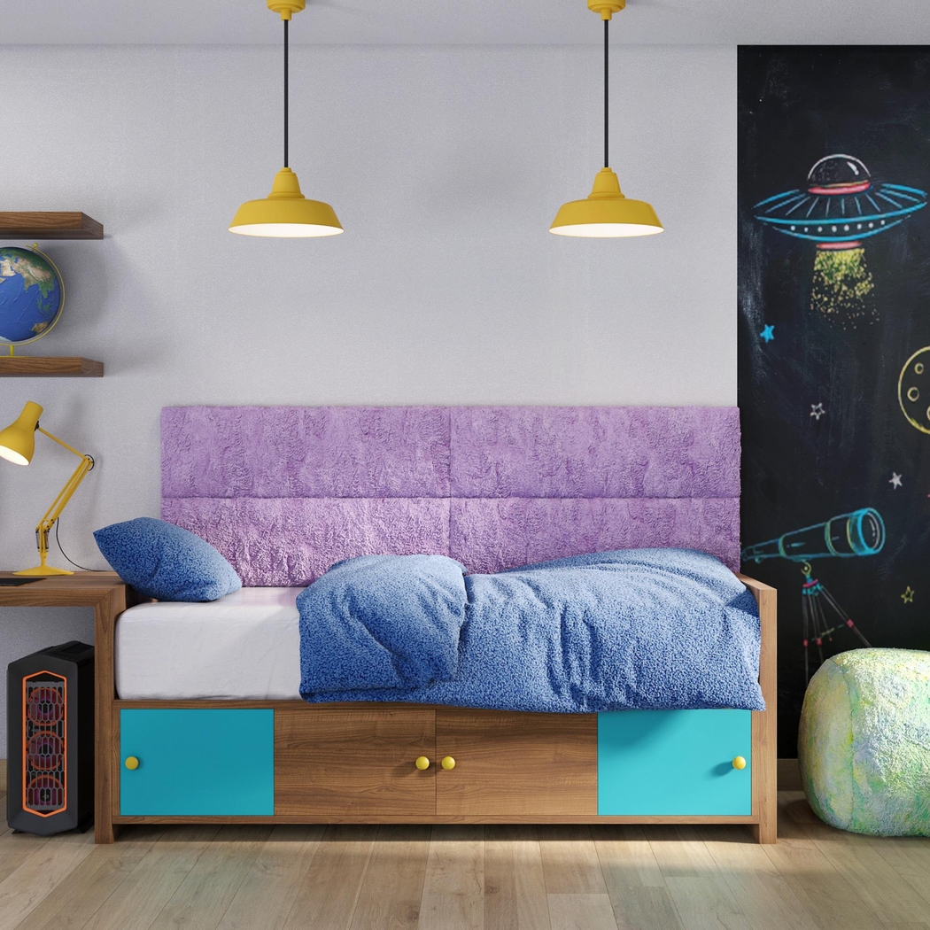 Kids Burkett II Purple Faux Fur Twin Headboard Panel, Set of 4 - Thumbnail - Image 2