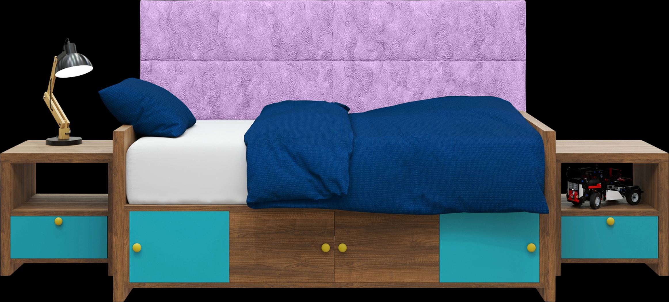 Kids Burkett II Purple Faux Fur Twin Headboard Panel, Set of 4 - Thumbnail - Image 1