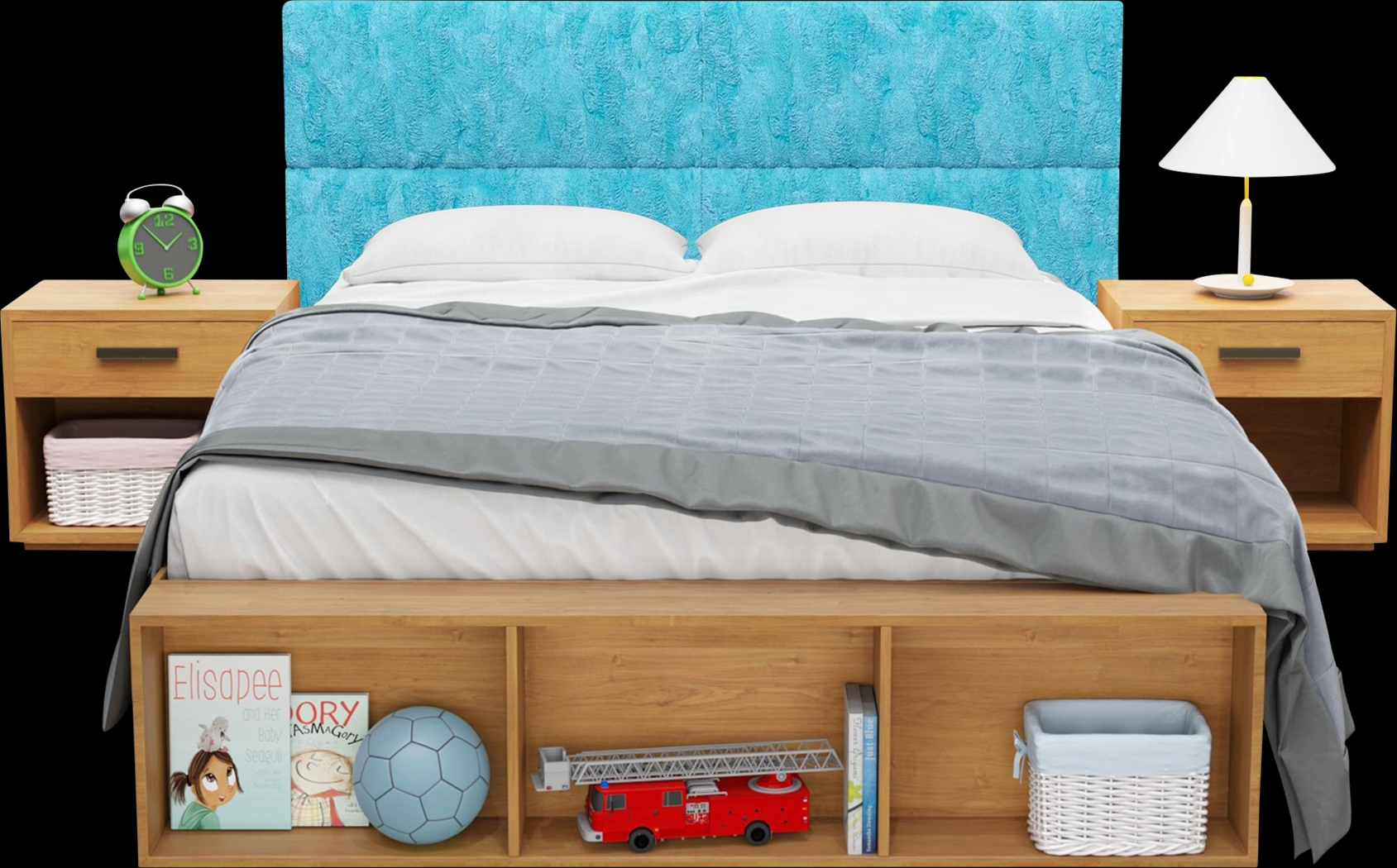 Kids Burkett II Turquoise Faux Fur Full/Queen Headboard Panel, Set of 4 - Thumbnail - Image 1