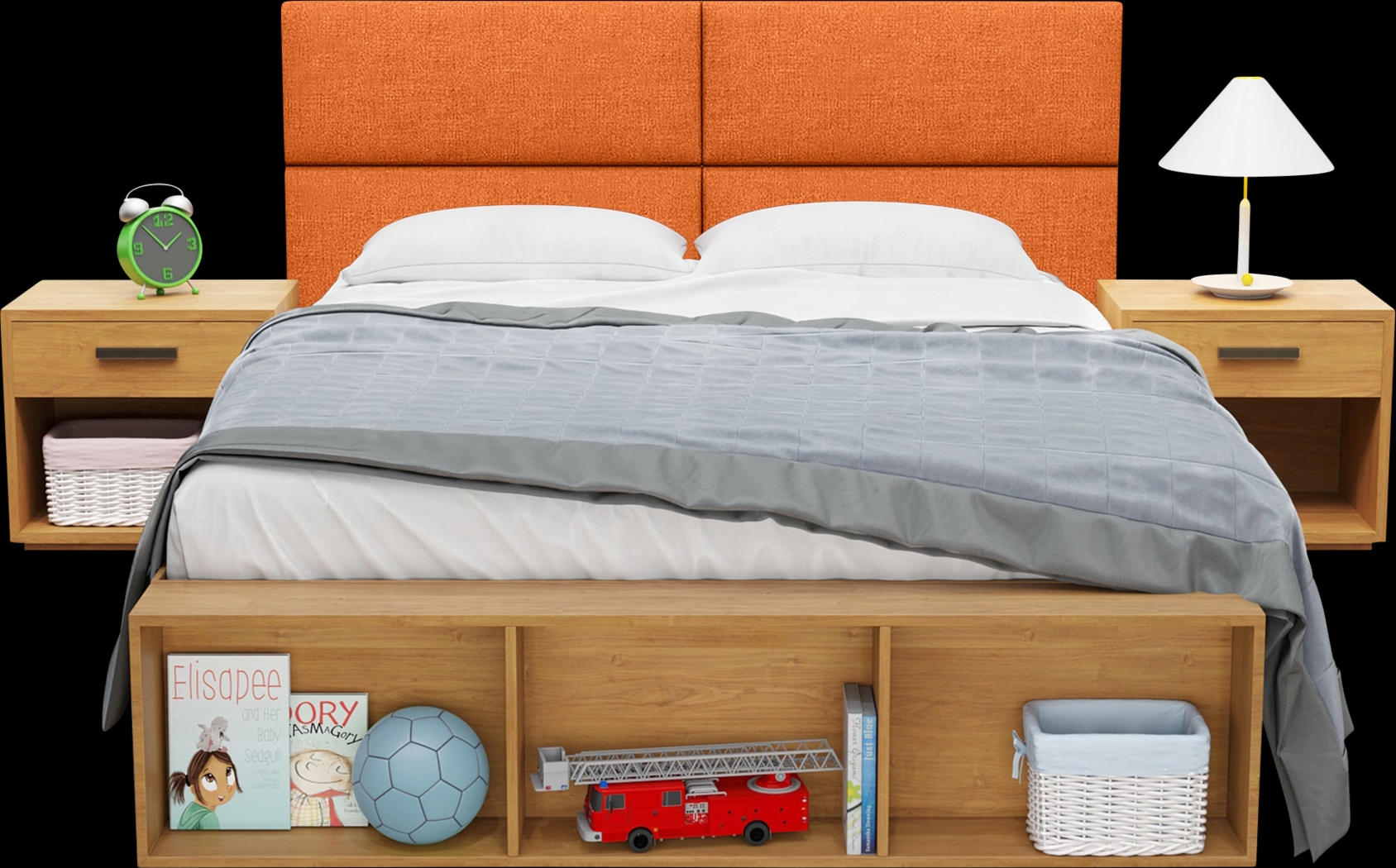 Kids Burkett Orange Twin Headboard Panel, Set of 4 - Thumbnail - Image 4