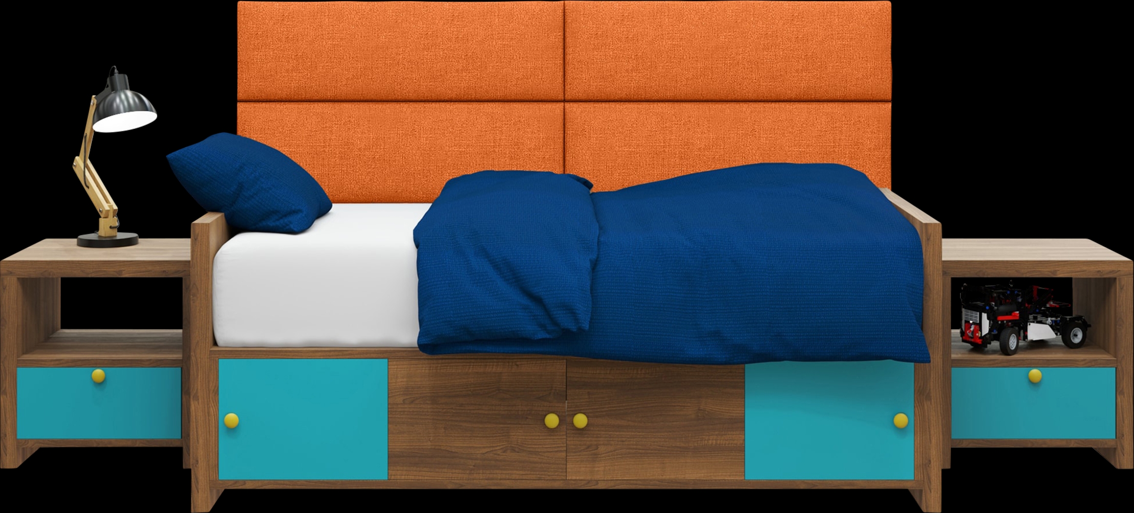 Kids Burkett Orange Twin Headboard Panel, Set of 4 - Thumbnail - Image 1