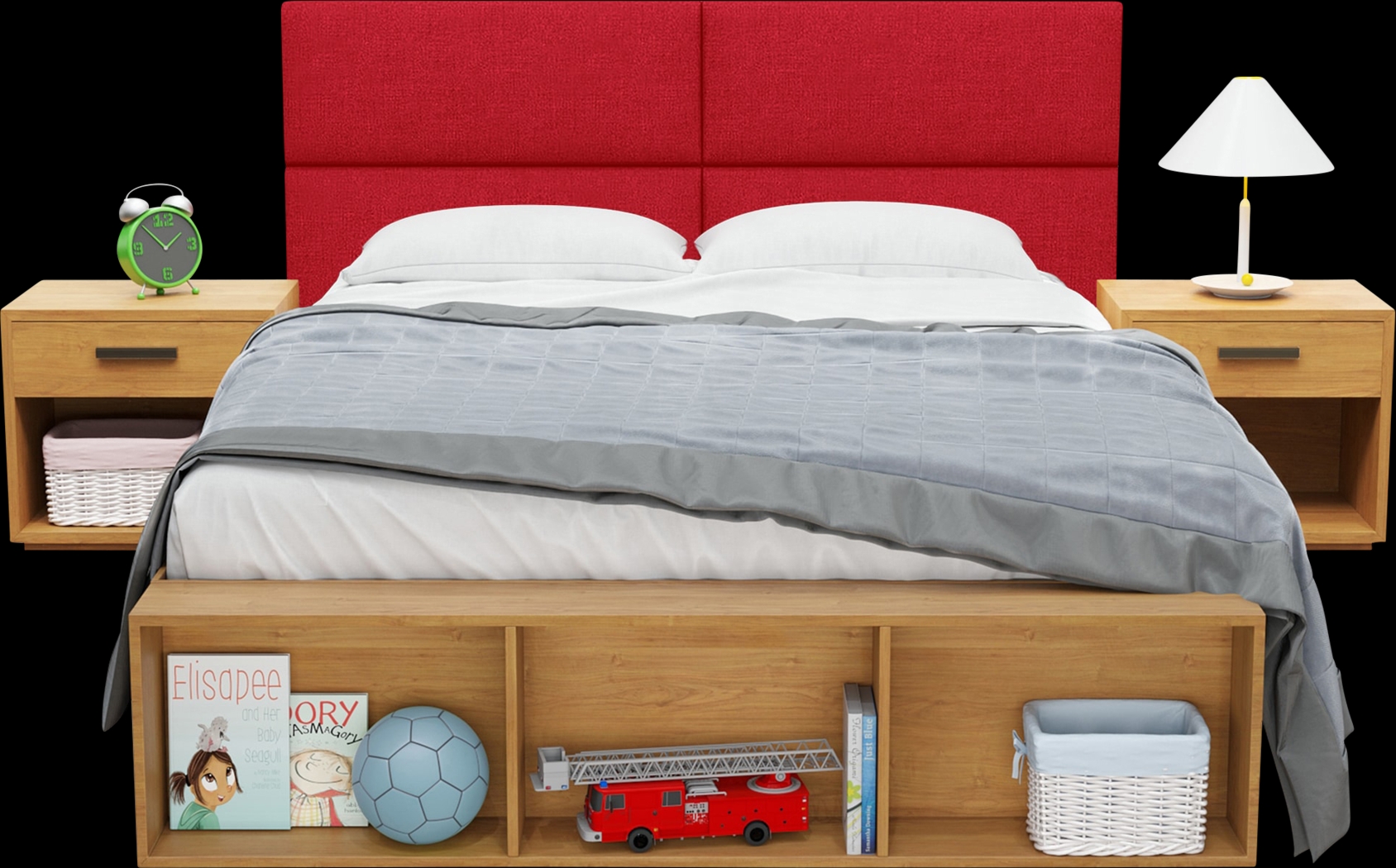 Kids Burkett Red Twin Headboard Panel, Set of 4 - Thumbnail - Image 4