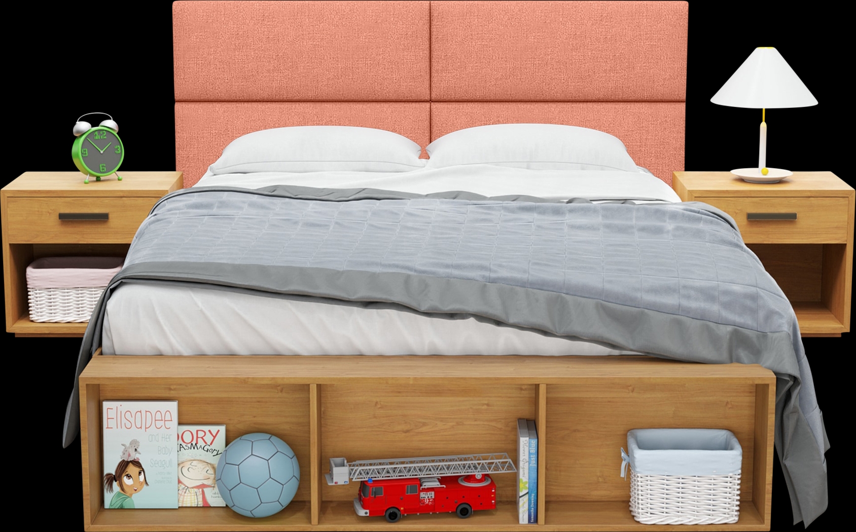 Kids Burkett Salmon Full/Queen Headboard Panel, Set of 4 - Thumbnail - Image 1