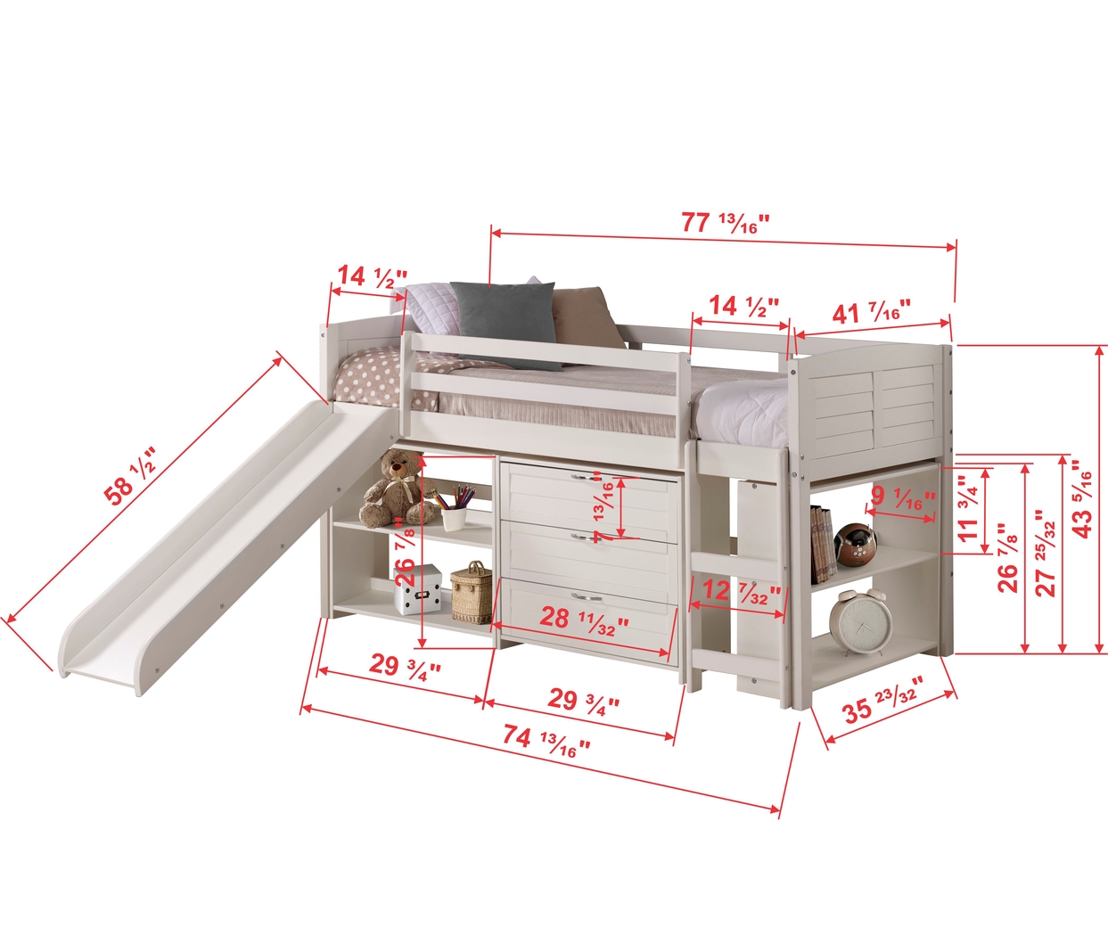 Kids Burlage White Twin Loft Bed - Thumbnail - Image 5
