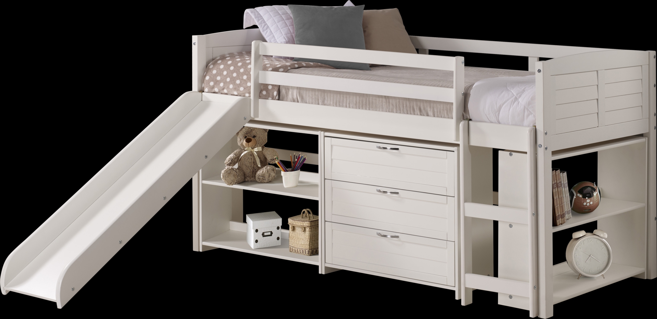 Kids Burlage White Twin Loft Bed - Thumbnail - Image 1