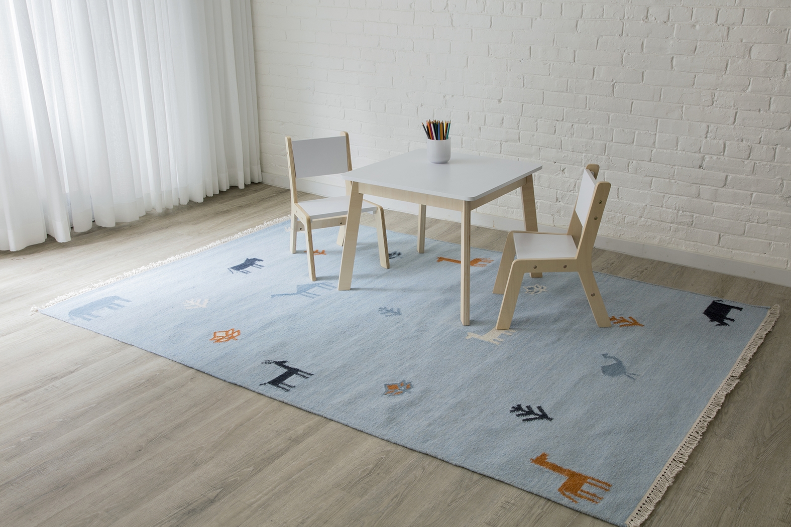 Kids Busy Meadow Blue 3'6 x 5'6 Rug - Thumbnail - Image 7